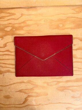 REBECCA MINKOFF Red Envelope Zip-Trim Clutch with hand painted art.